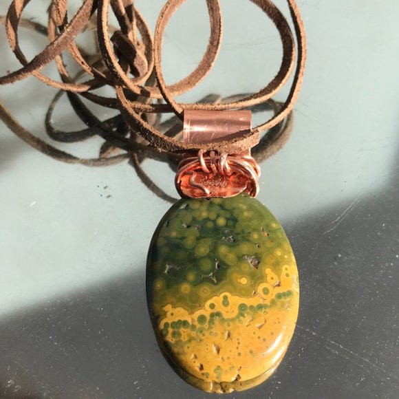 Conceptual Subculture Other - Ocean Jasper dog Tag  Pendant Necklace Copper